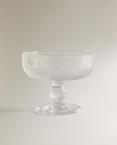 GLASS DESSERT CUP WITH RAISED DESIGN