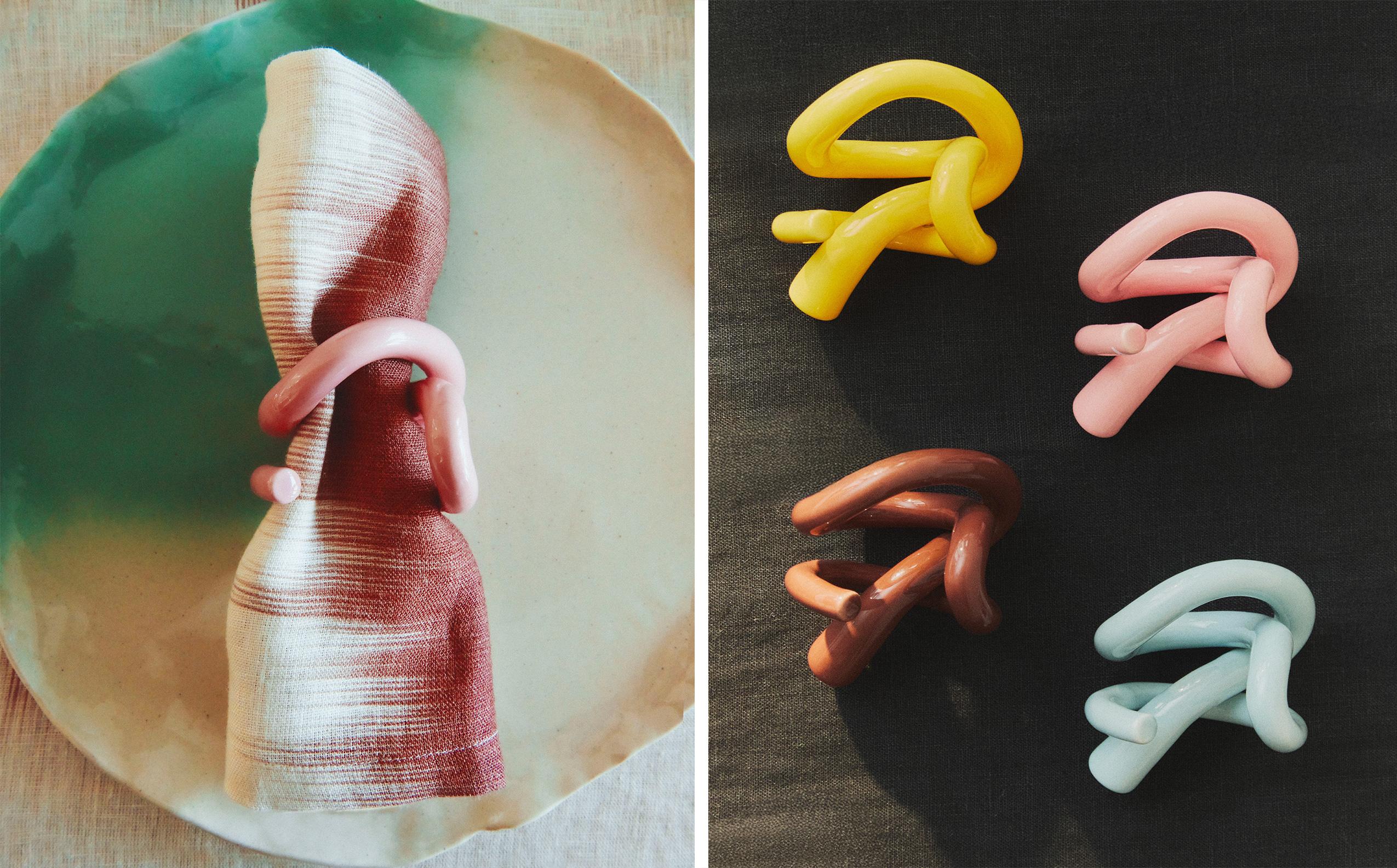PACK OF TEXTURED CERAMIC NAPKIN RINGS (PACK OF 4) X COLLAGERIE
