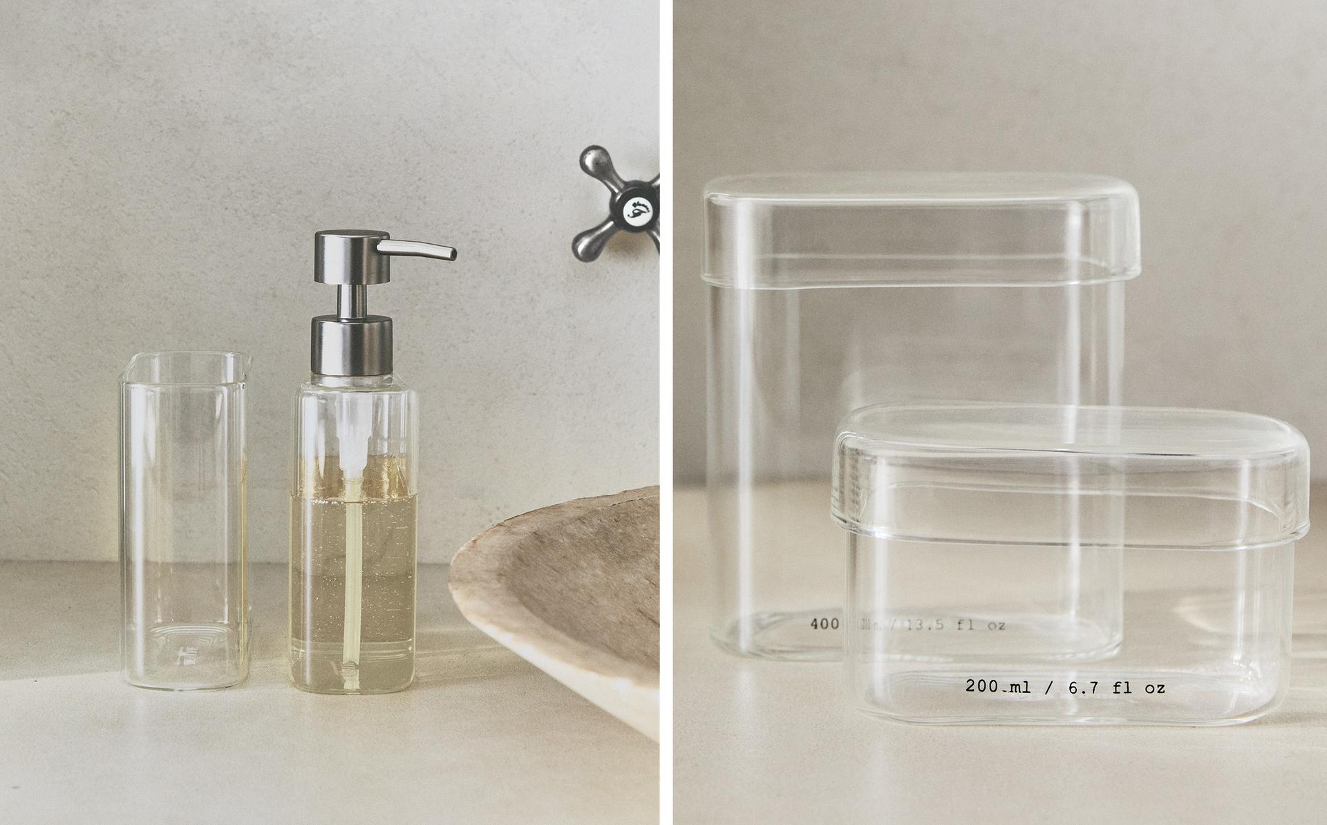 BOROSILICATE BATHROOM SET WITH LETTERS BOROSILICATE BATHROOM SET WITH LETTERS