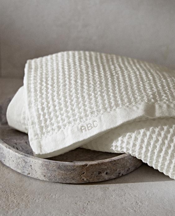 منشفة حمام قطن بحبكة وافل