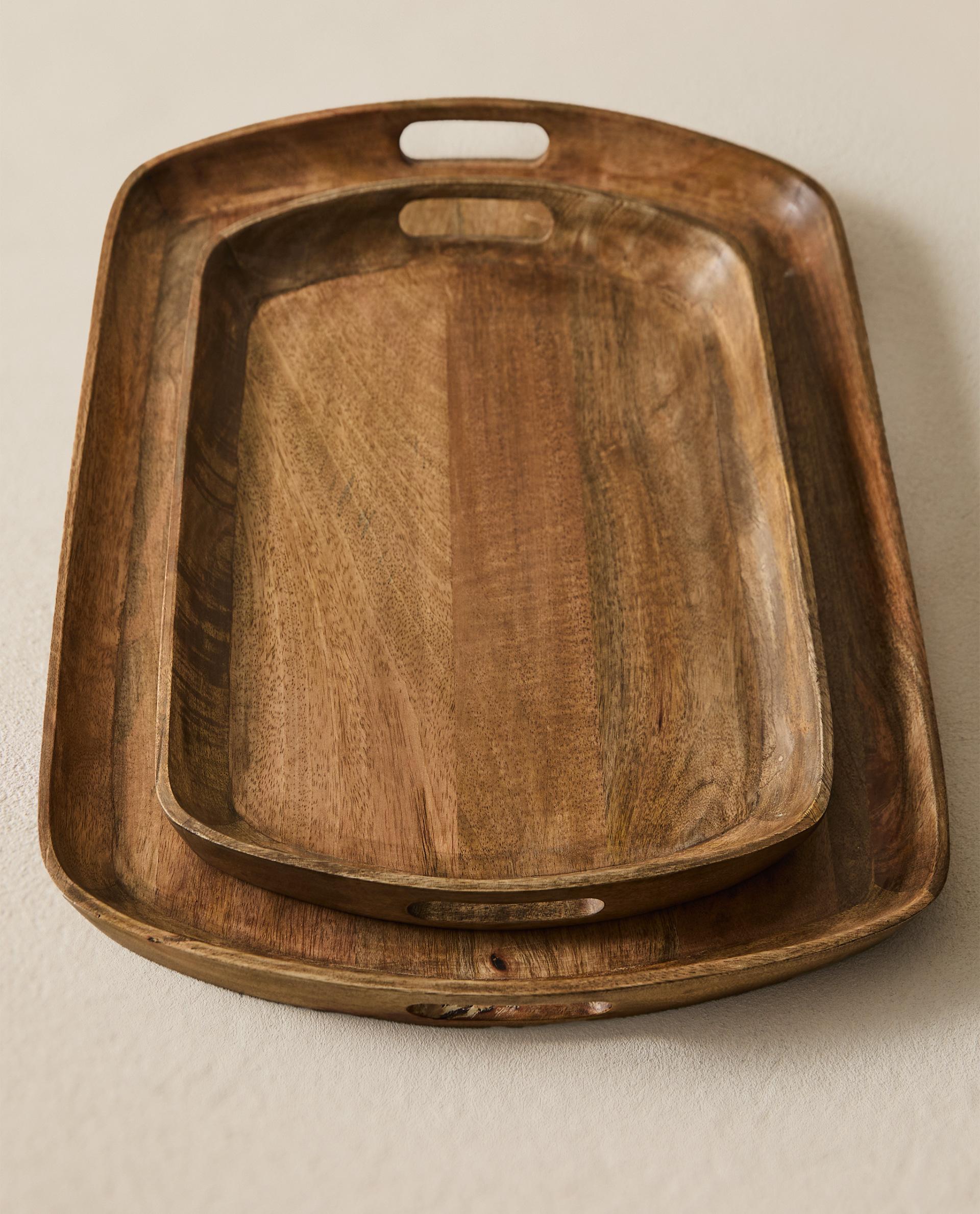 WOODEN TRAY WITH HANDLES - Large