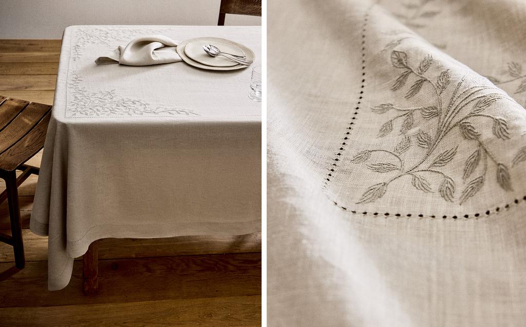 NAPPE LIN BRODERIE FLORALE