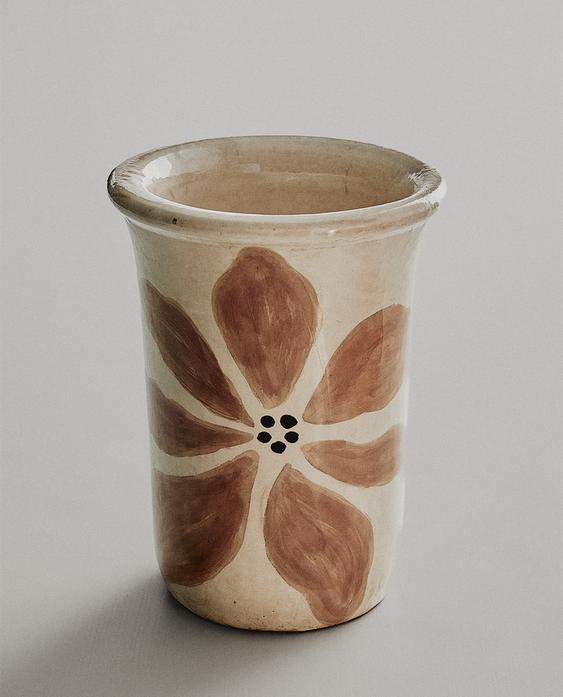 VASE FLEURS PEINTES