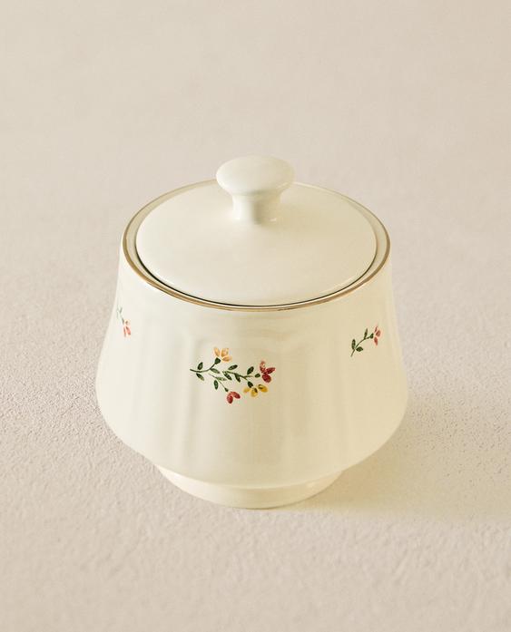 PORCELAIN FLORAL SUGAR BOWL PORCELAIN FLORAL SUGAR BOWL