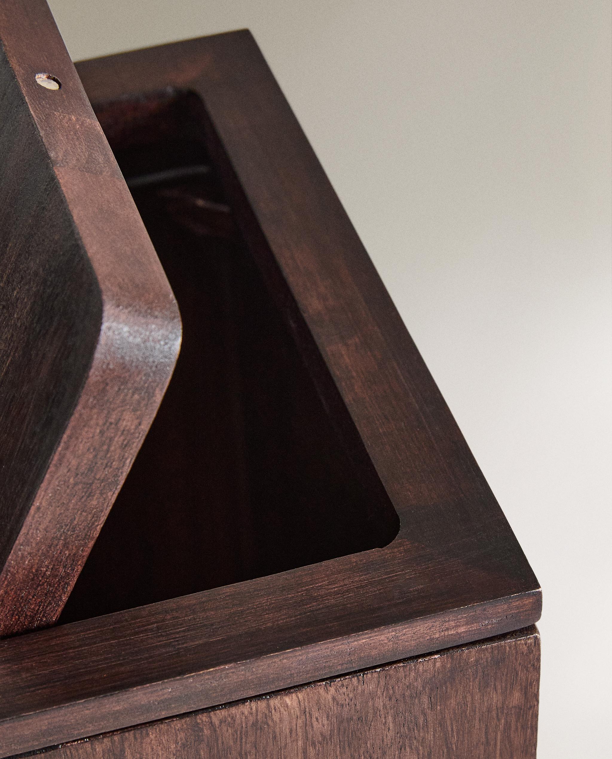 SQUARE DARK WOODEN BATHROOM BIN product thumbnail 7