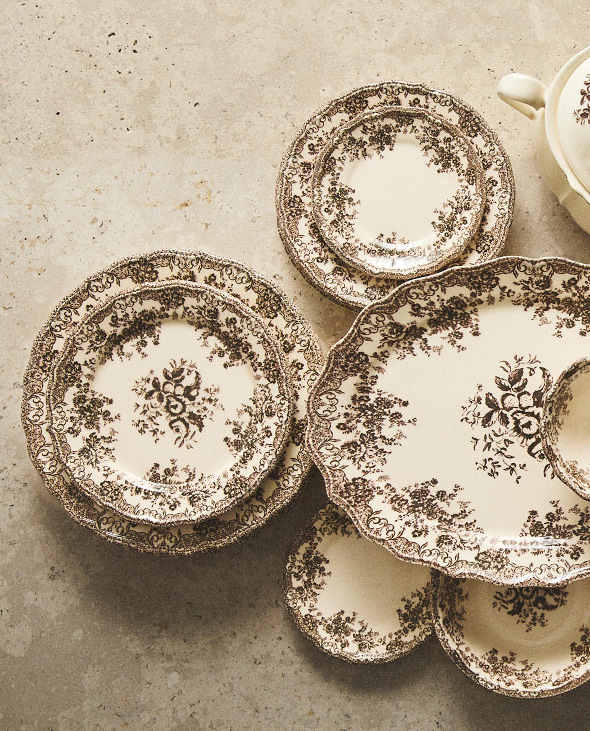 BROWN FLORAL EARTHENWARE TABLEWARE Zara Home United States of