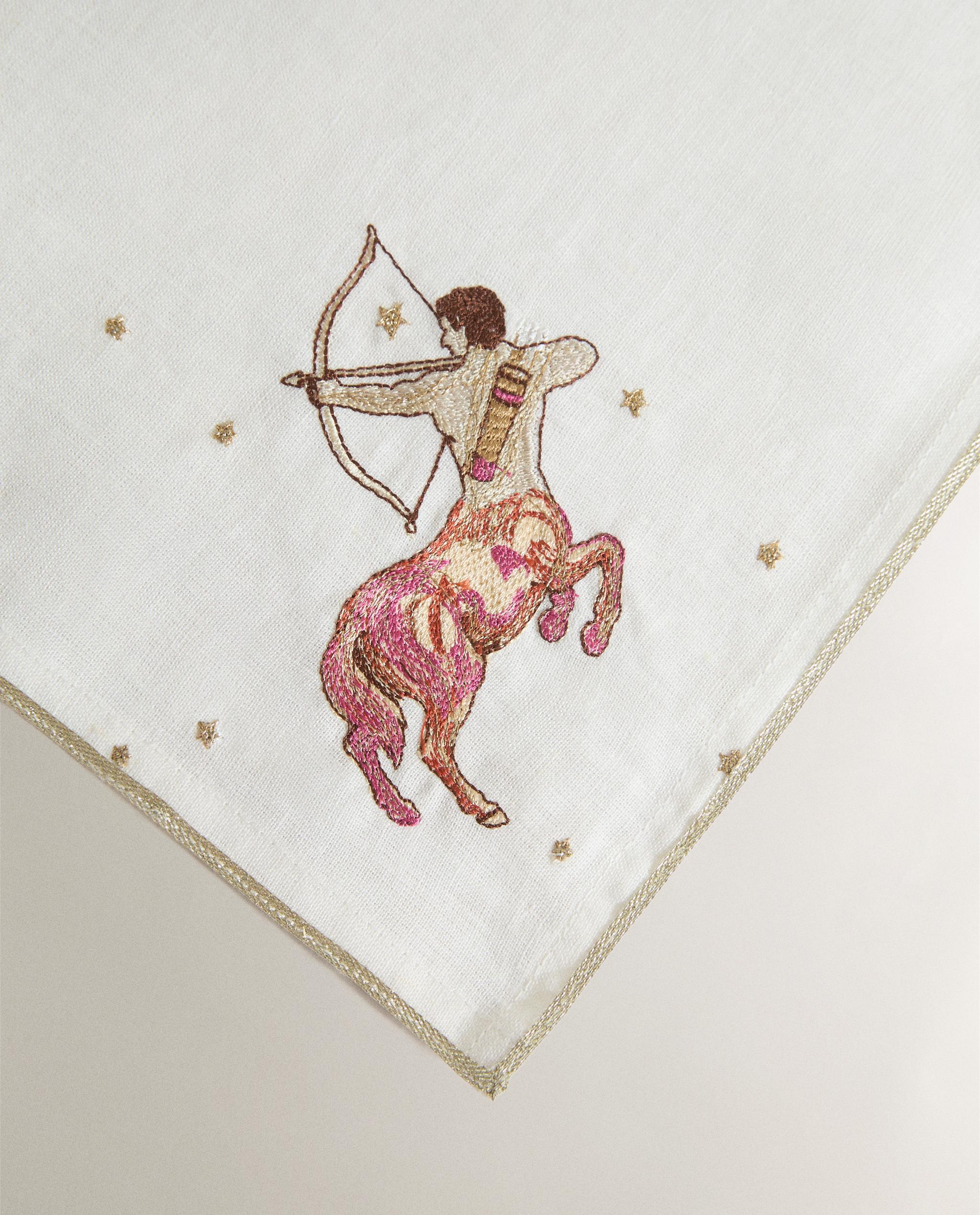 SAGITTARIUS EMBROIDERED LINEN NAPKIN | MARISA BERENSON product thumbnail 7