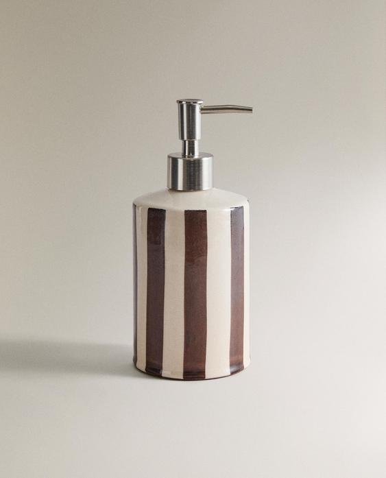 BROWN STRIPED SOAP DISPENSER