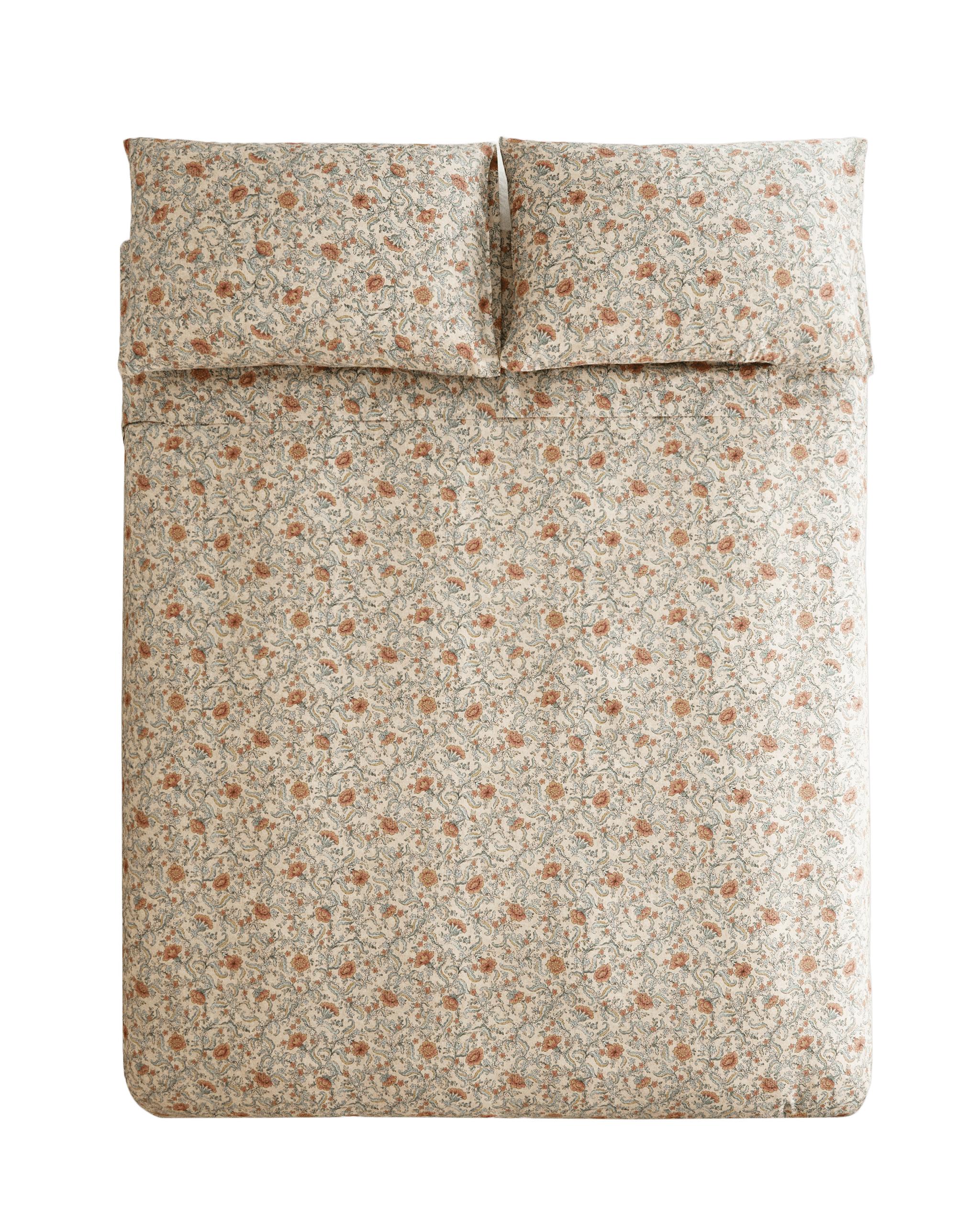 ZARA  花柄掛け布団カバー 150x220cm 2枚セット フラワープリント サテン掛け布団カバー（300スレッドカウント