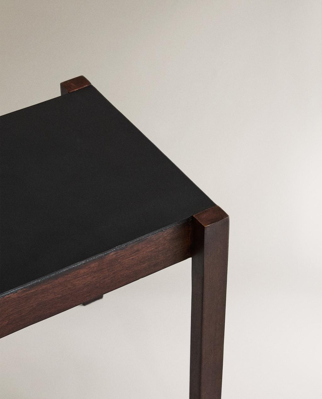 SMALL WOODEN LEATHER TABLE