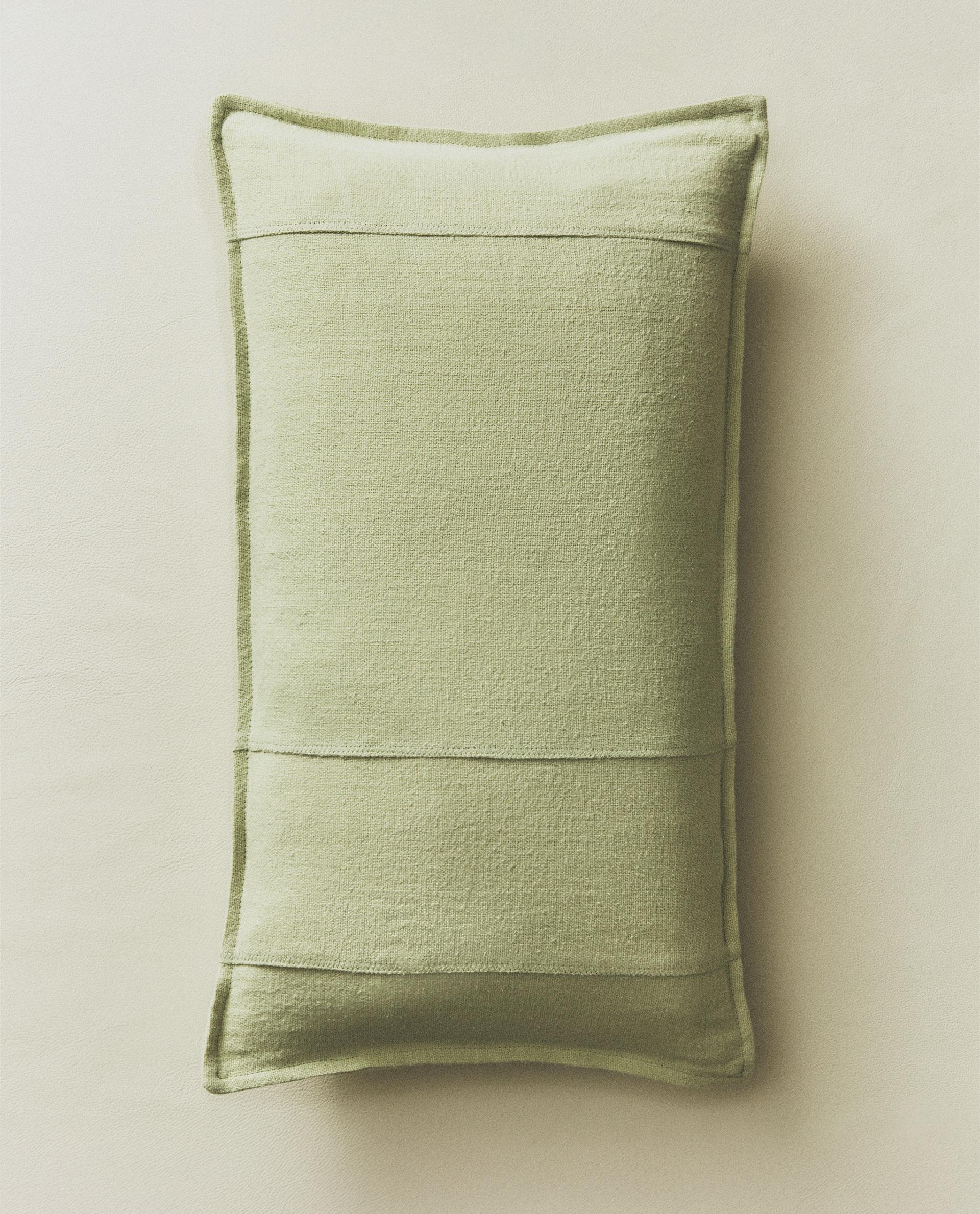 the pillows フライヤー 10枚 Abstract Square Pillow White Linen/Buff Velvet Applique