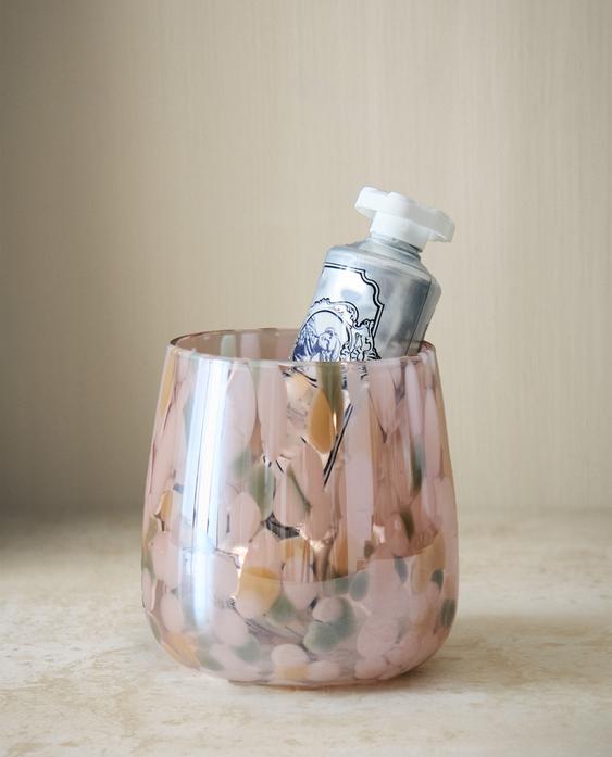 フローラル柄 ガラス歯ブラシスタンド フローラル柄 ガラス歯ブラシスタンド