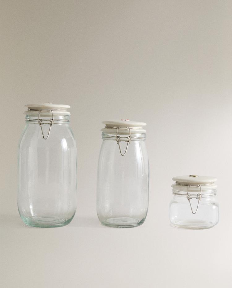 GLASS KITCHEN JAR WITH CERAMIC LID