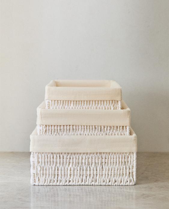 CESTA RECTANGULAR FORRO ALGODÓN