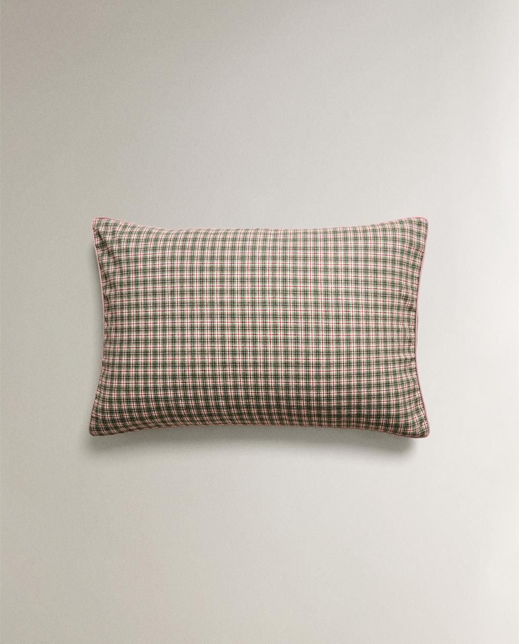 CHILDREN’S CHRISTMAS CHECK FLANNEL PILLOWCASE