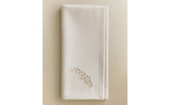 PLANT EMBROIDERY SATEEN NAPKIN (PACK OF 2)