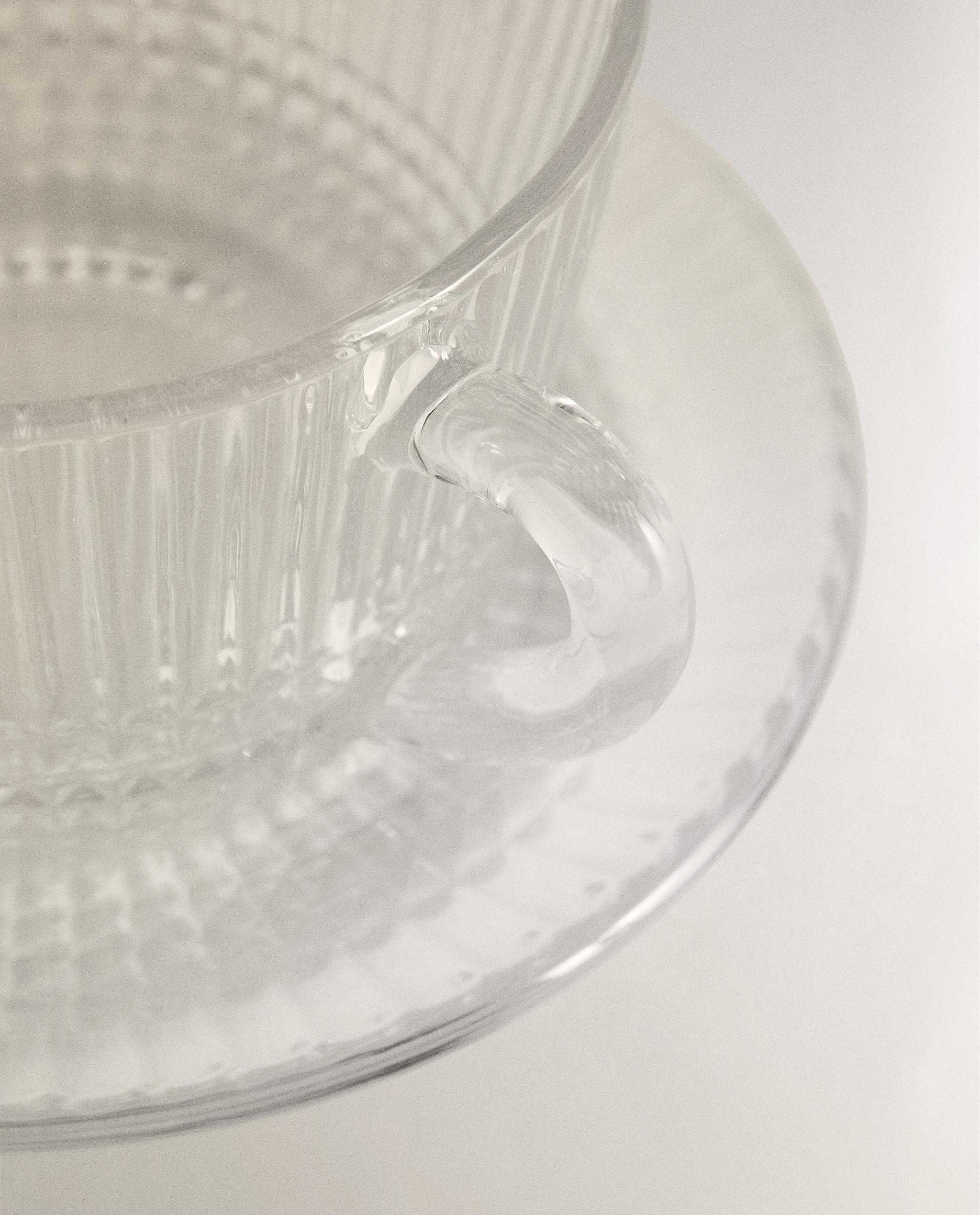 GLASS TEACUP AND SAUCER WITH RAISED GEOMETRIC DESIGN product thumbnail 10