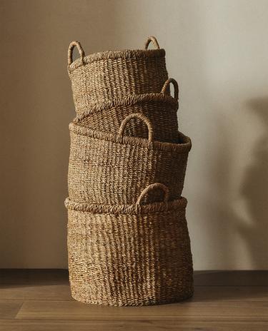 LARGE SEAGRASS BASKET WITH HANDLES