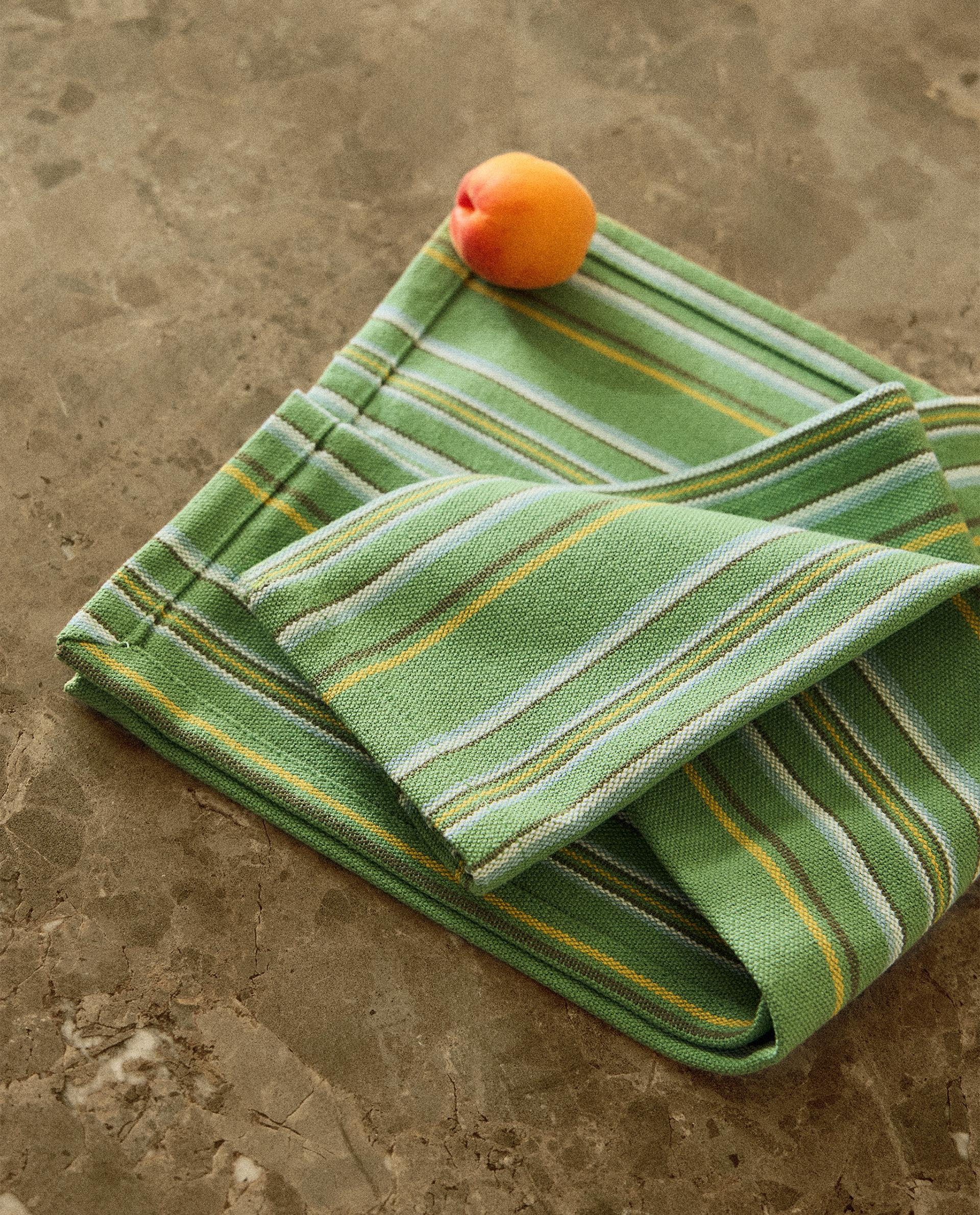 PACK OF COTTON NAPKINS WITH MULTICOLOURED STRIPES (PACK OF 4)
