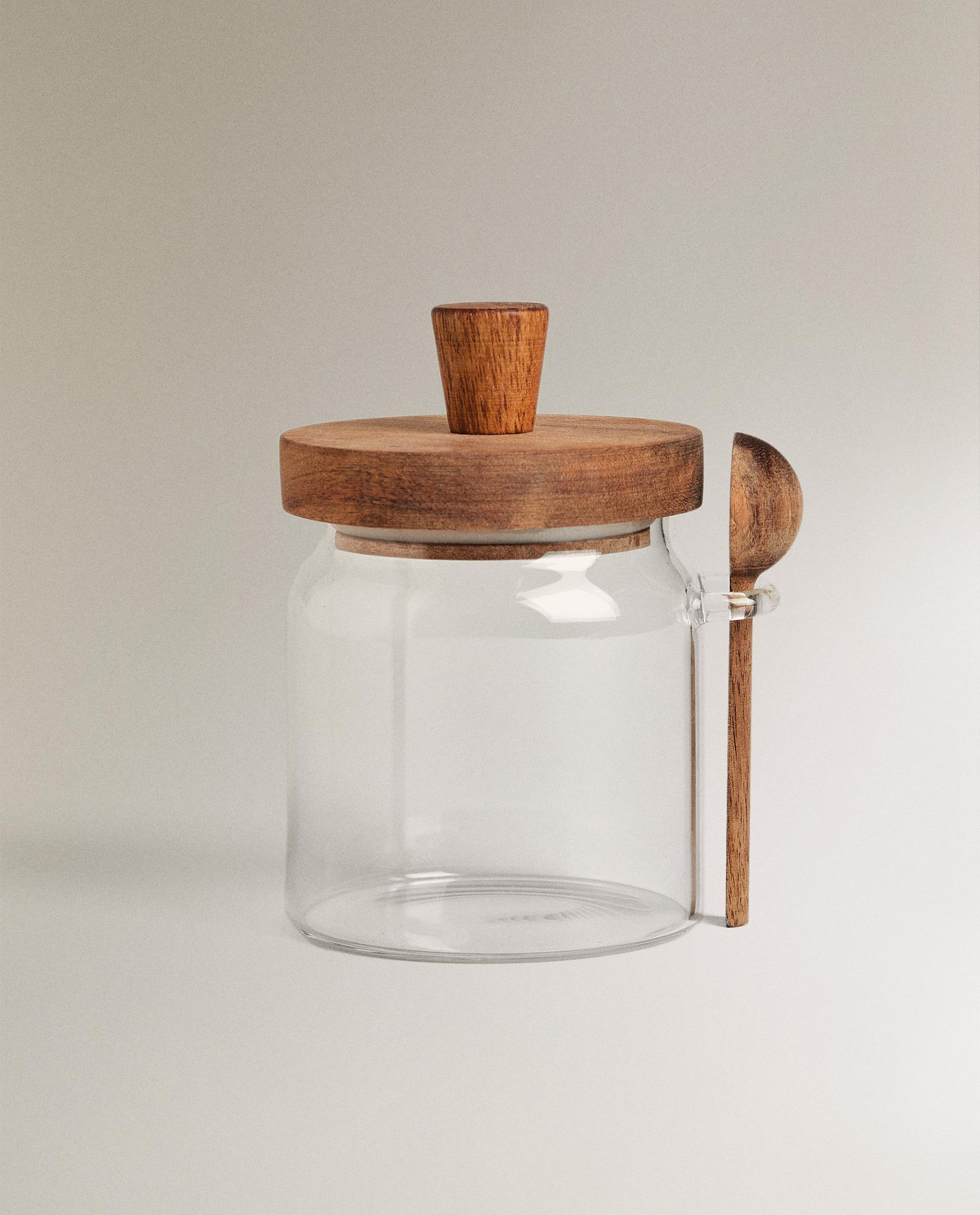 BOROSILICATE GLASS AND WOOD SUGAR BOWL product thumbnail 10