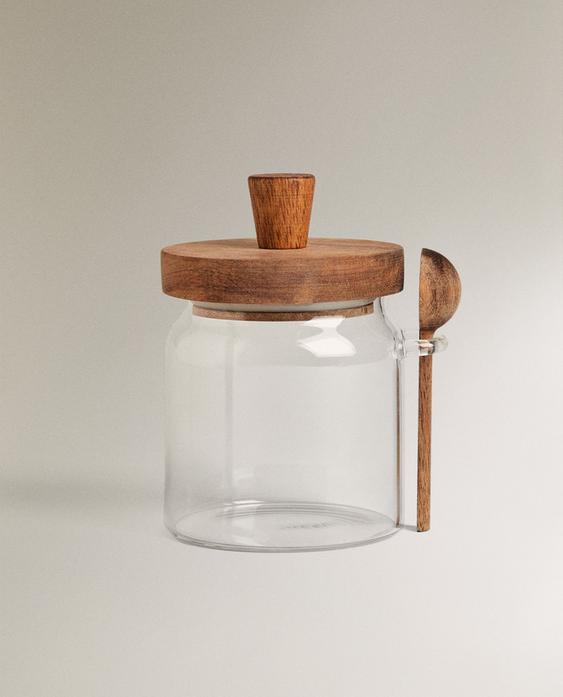 ZUCKERDOSE BOROSILIKATGLAS HOLZ ZUCKERDOSE BOROSILIKATGLAS HOLZ