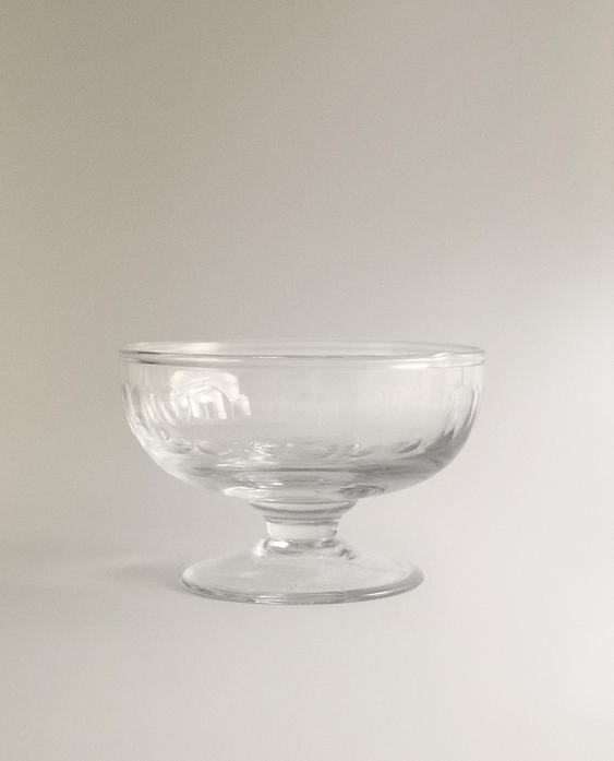 VERTICAL RAISED DESIGN GLASS ICE-CREAM CUP