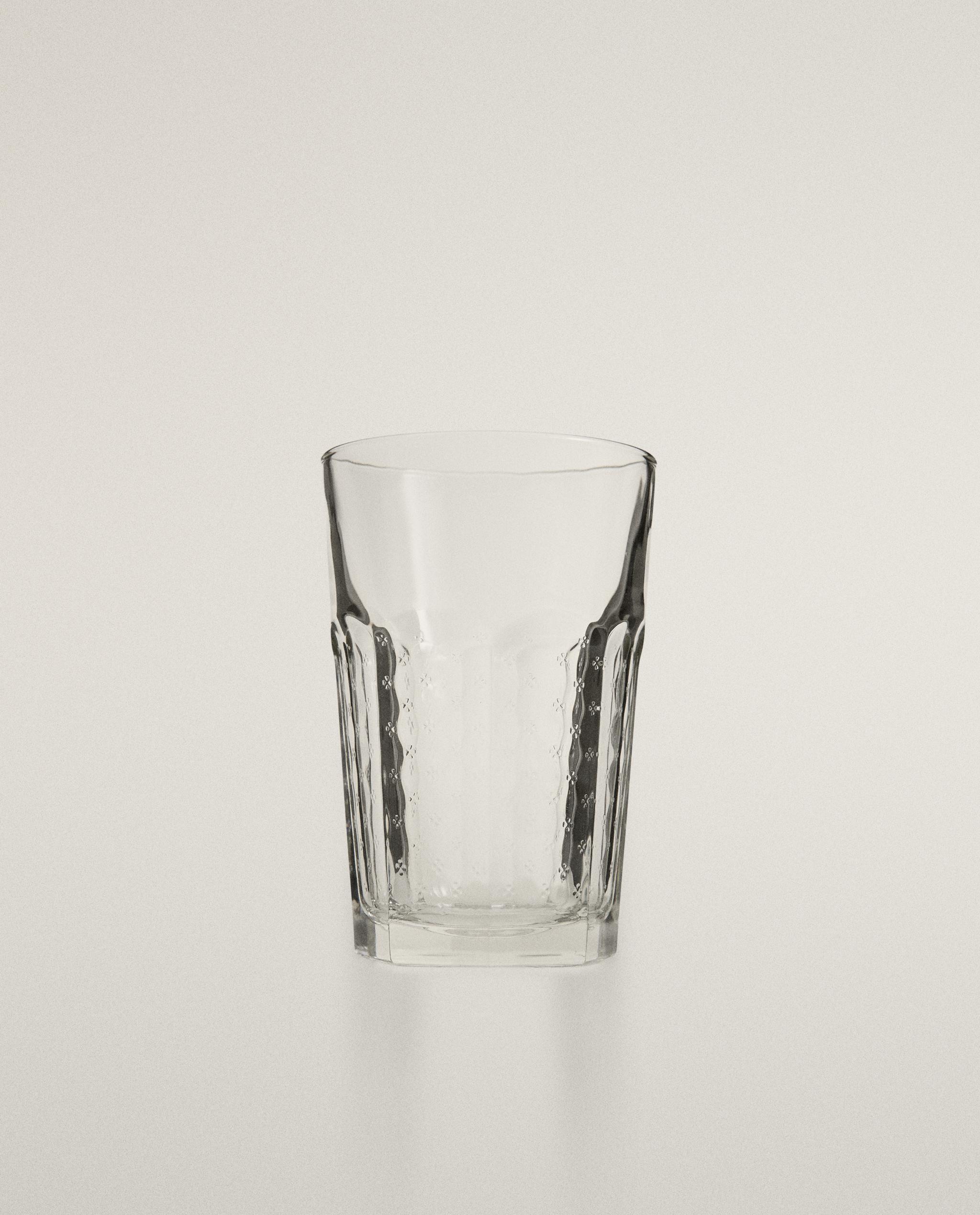 RAISED FLORAL DESIGN GLASS TUMBLER product thumbnail 2
