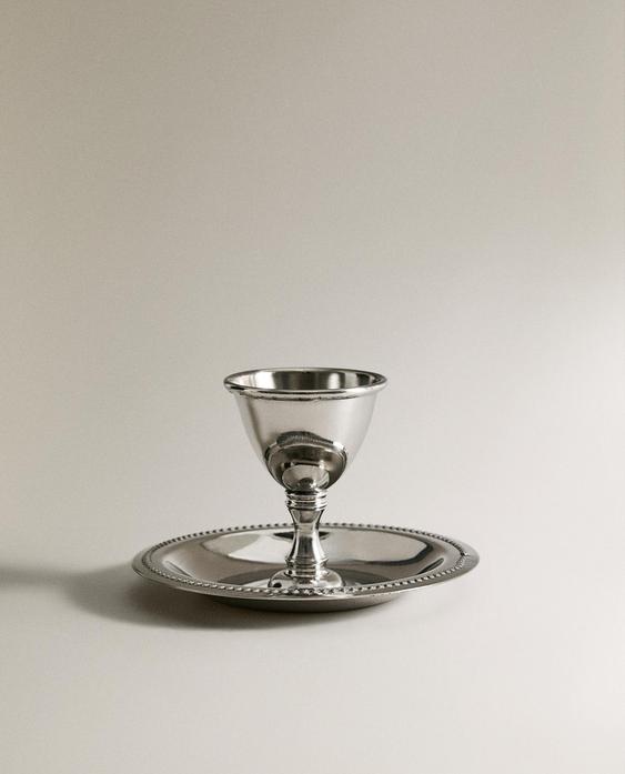 STEEL EGG CUP WITH PLATE