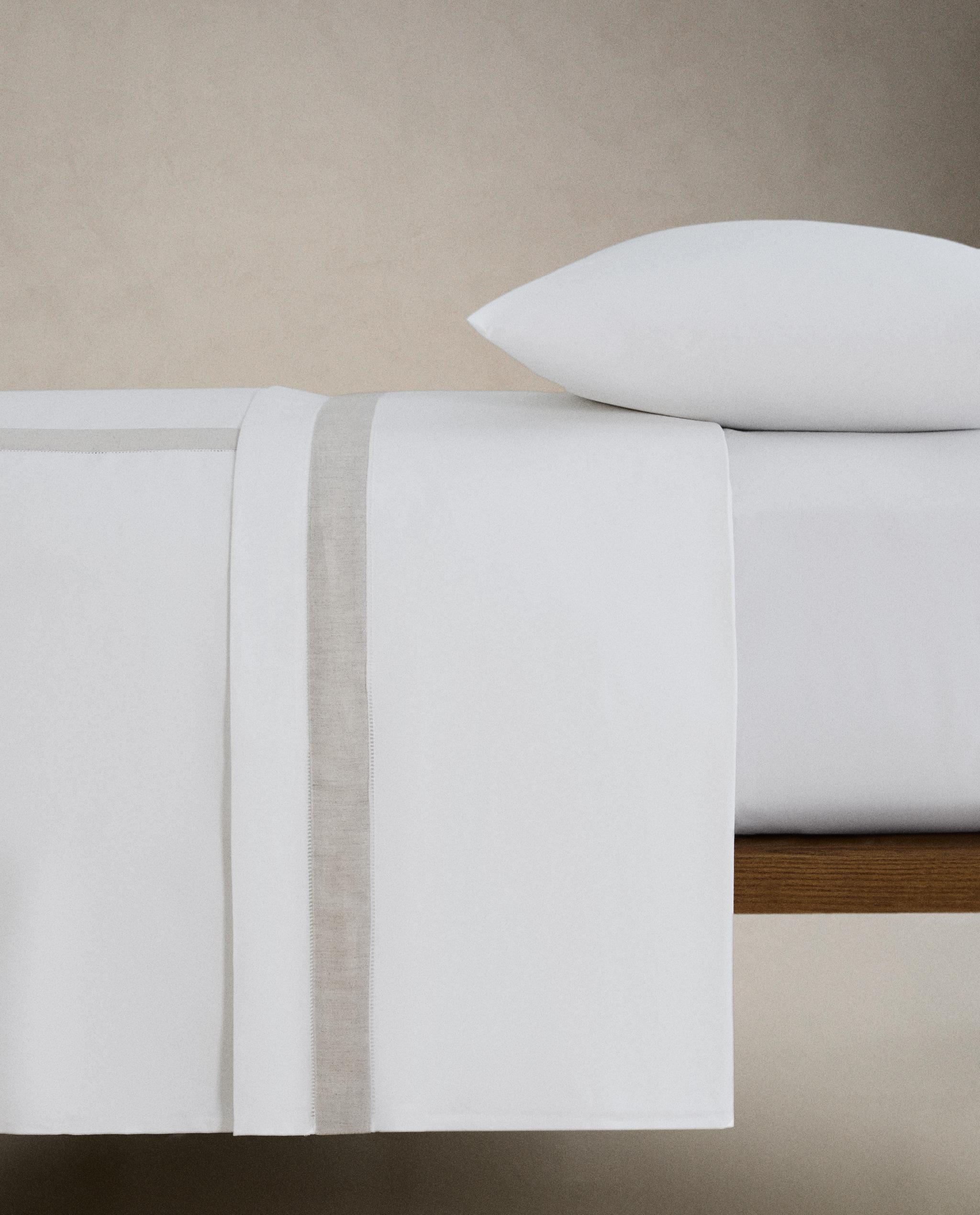 COTTON FLAT SHEET WITH LINEN BORDER product thumbnail 3