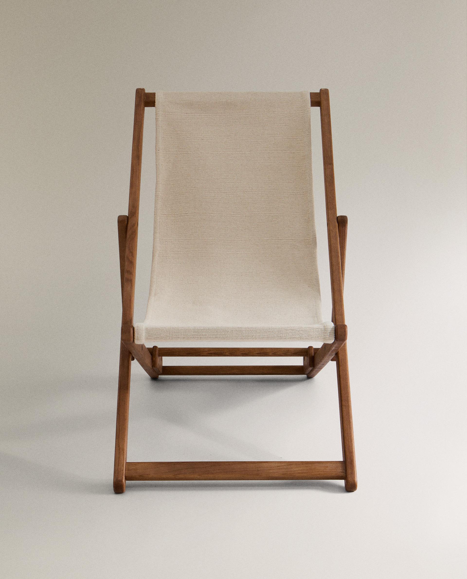 CHAISE LONGUE PLIANTE BOIS ET COTON — Zara Home