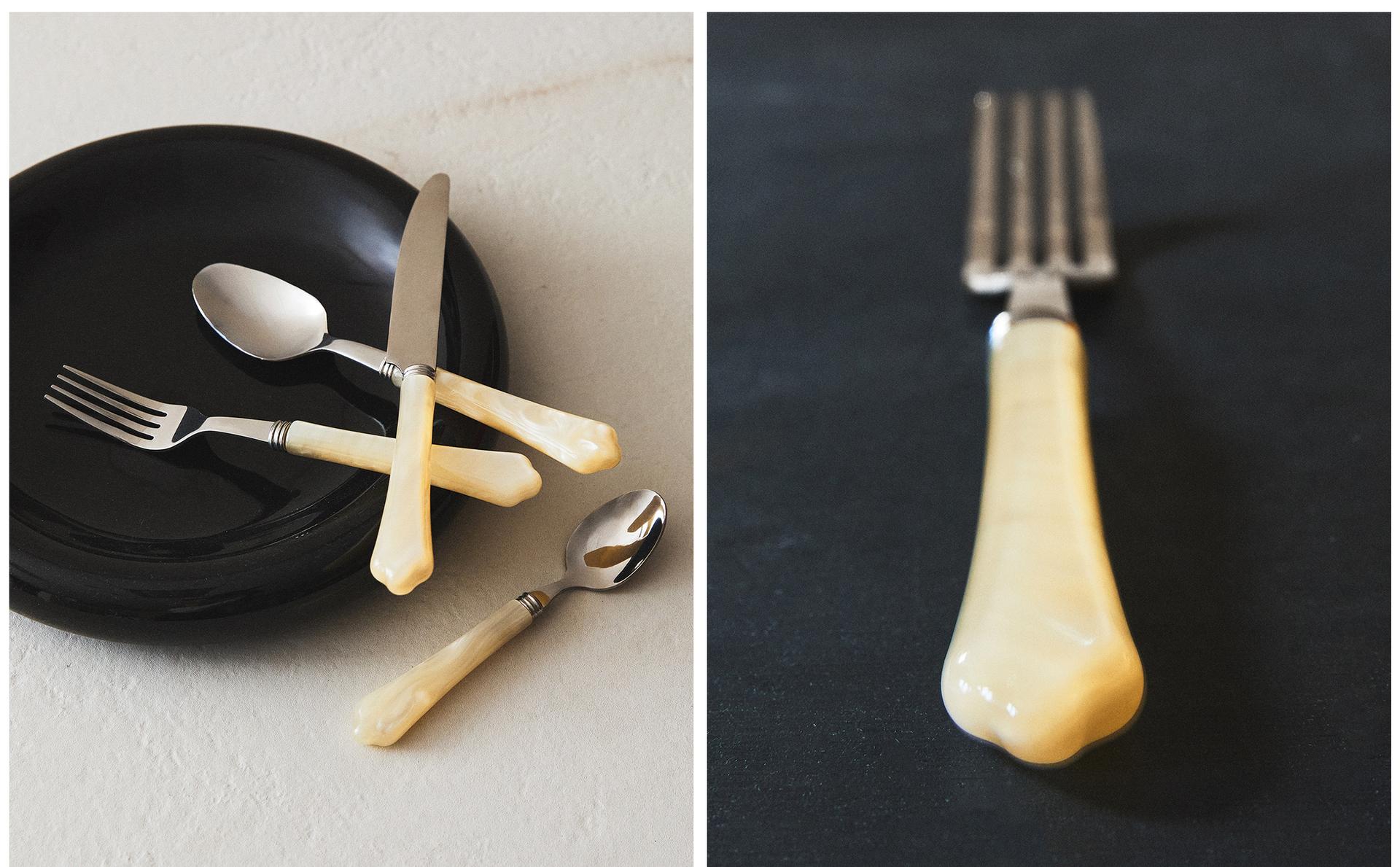 4-PIECE CUTLERY SET WITH MOTHER-OF-PEARL-EFFECT HANDLE