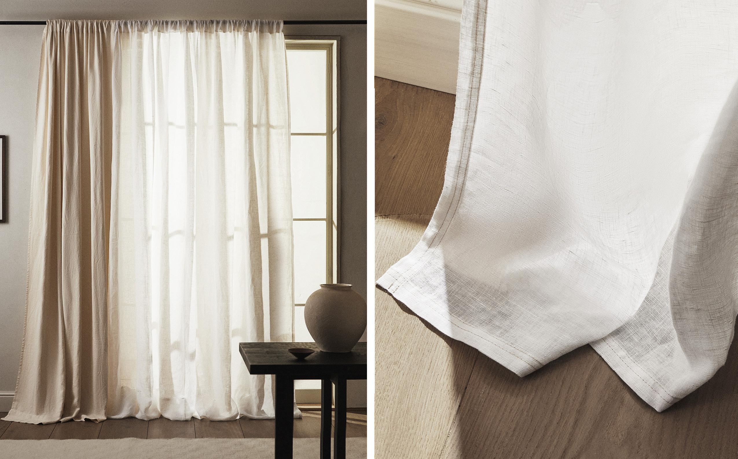 リネンカーテン ダブル幅 不透明度：中 | Zara Home 日本/Japan