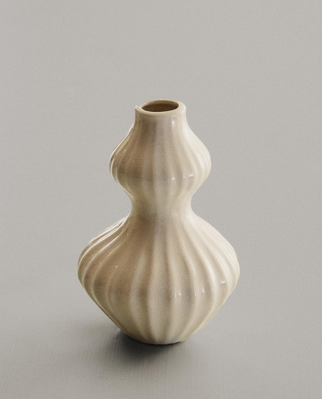 VASE CÉRAMIQUE ÉMAILLÉE RAYURES