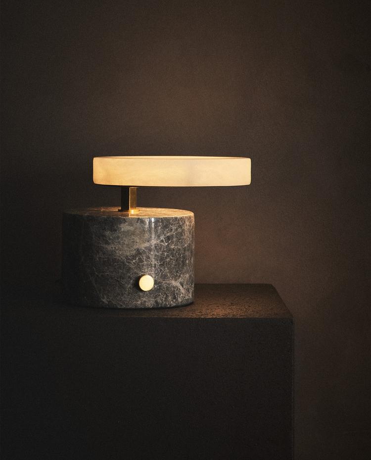 ALABASTER AND MARBLE TABLE LAMP