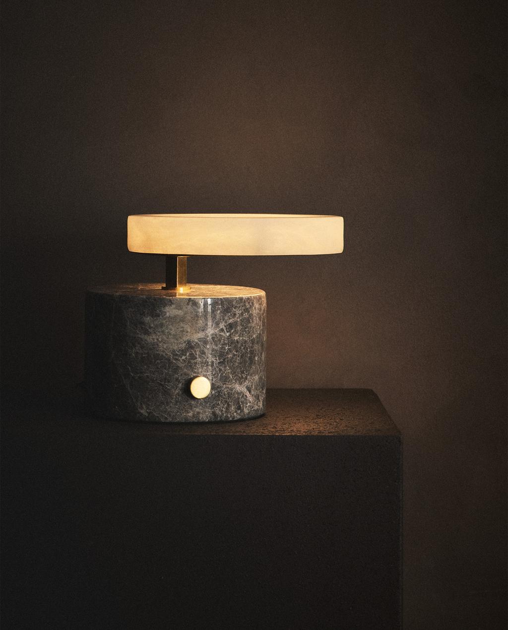 ALABASTER AND MARBLE TABLE LAMP