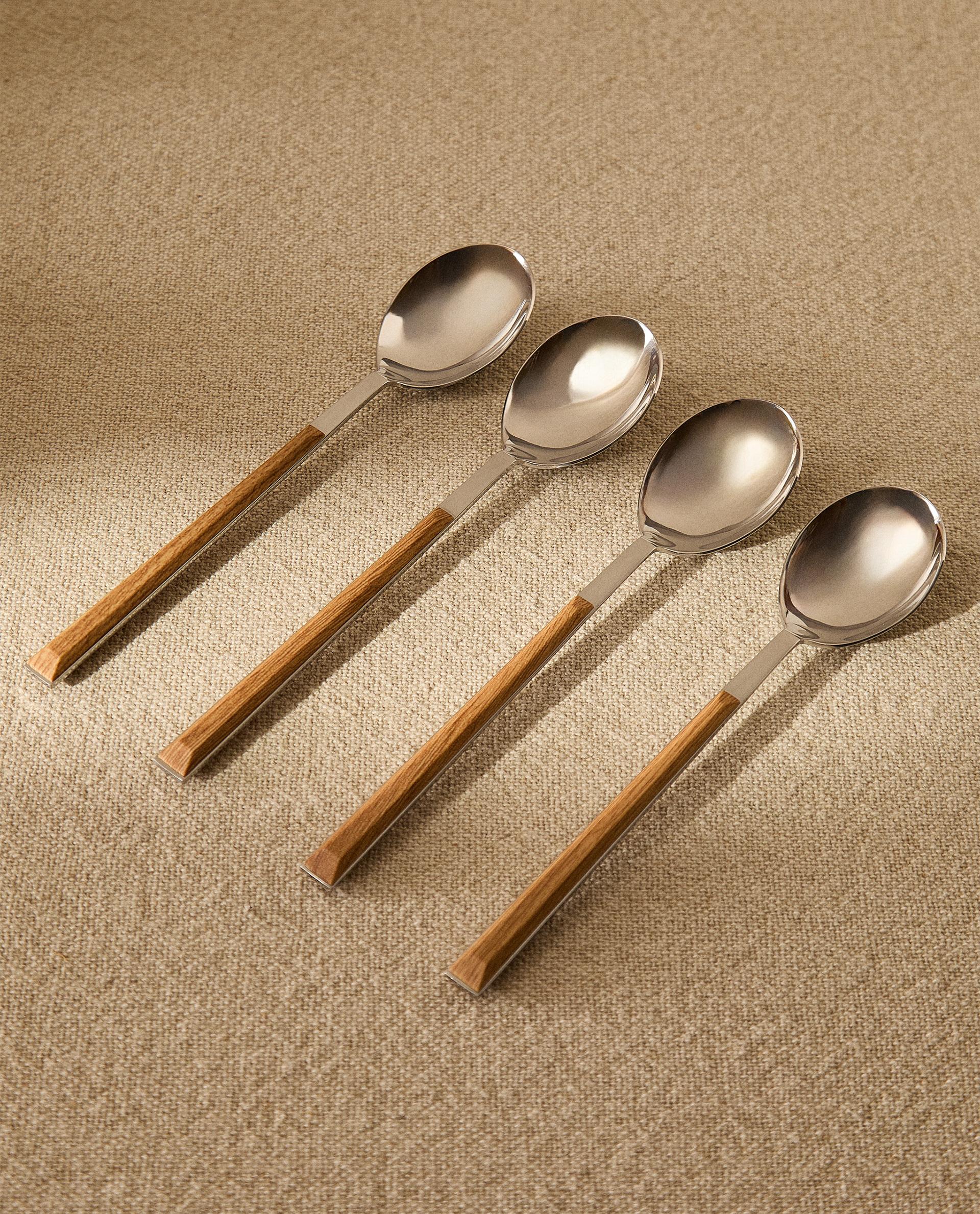 PACK CUCHARAS MANGO EFECTO MADERA (PACK DE 4)