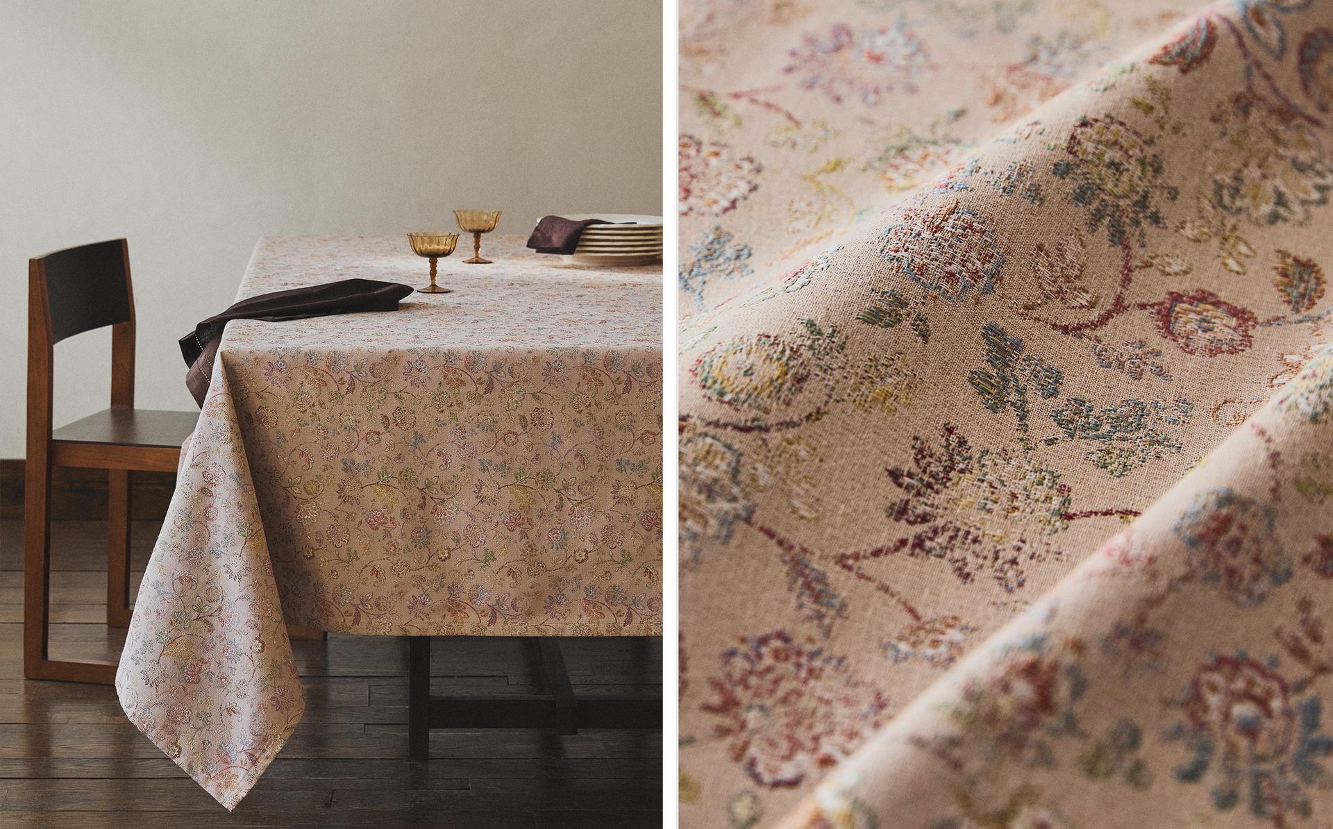 FLORAL JACQUARD TABLECLOTH FLORAL JACQUARD TABLECLOTH