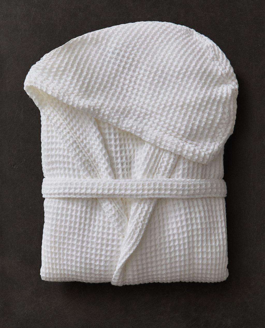 COTTON WAFFLE-TEXTURE BATHROBE