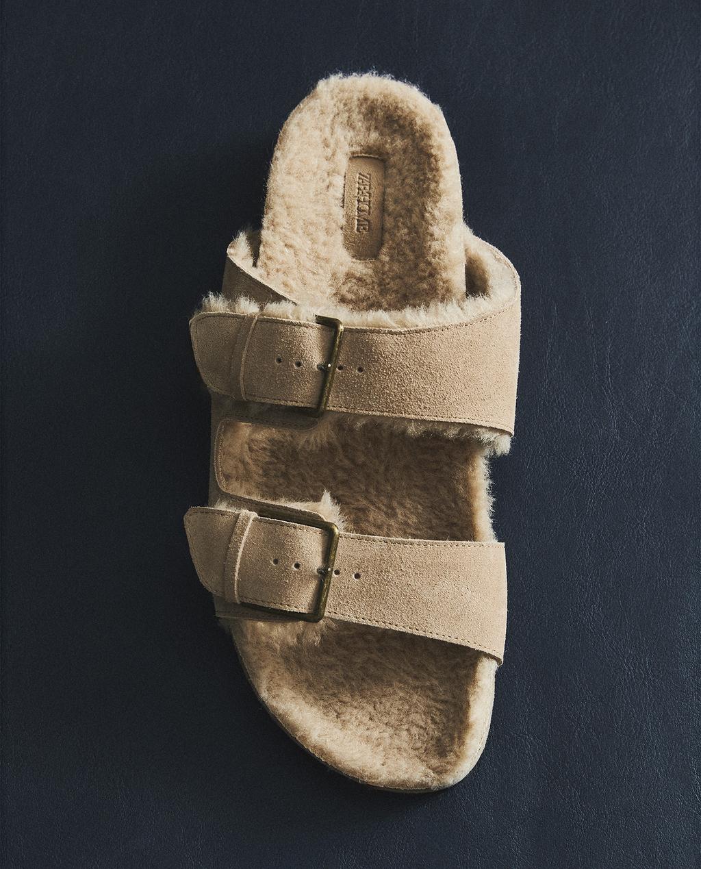 WARME DOPPELSCHNALLEN-VELOURSLEDER-SANDALE