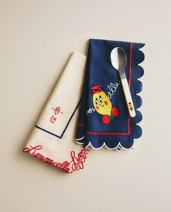 LOT DE 2 SERVIETTES DE TABLE EN COTON LIMONCELLA X THE ANIMALS OBSERVATORY