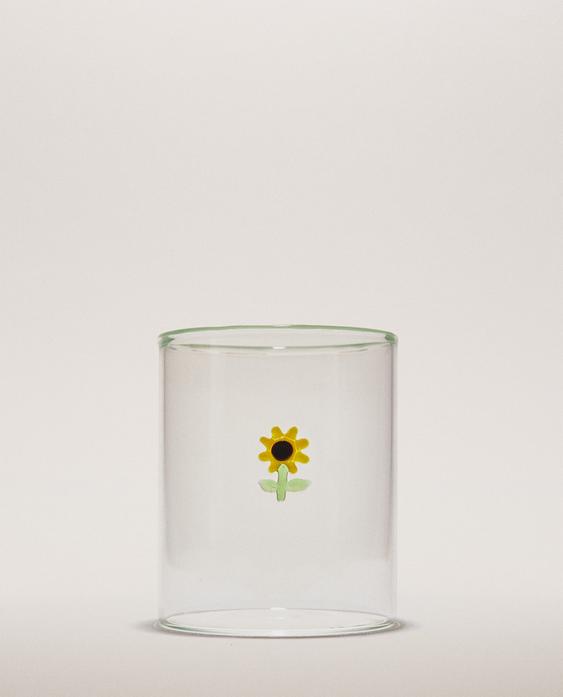 BOROSILICATE SUNFLOWER TUMBLER BOROSILICATE SUNFLOWER TUMBLER