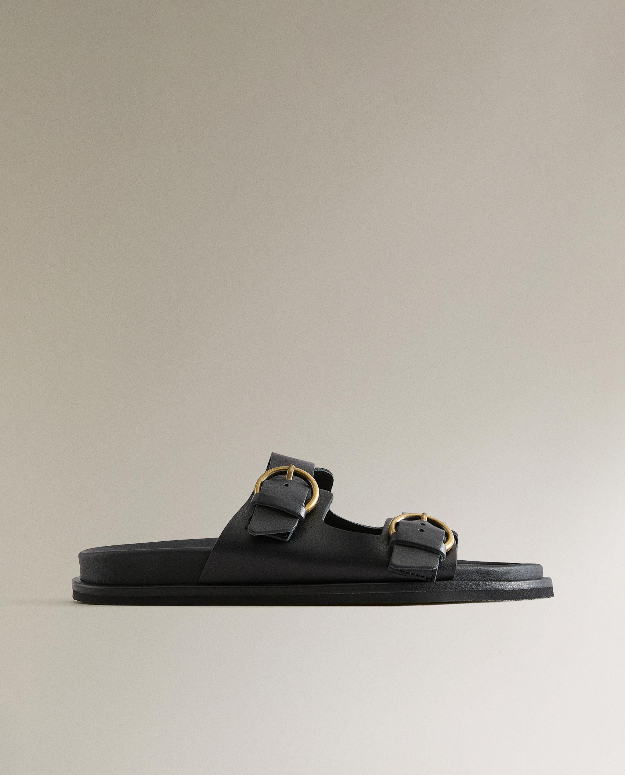 【最終値下げ】CULLNI  Leather Shower Sandals FLAT LEATHER SANDALS WITH BUCKLES | Zara Home United States