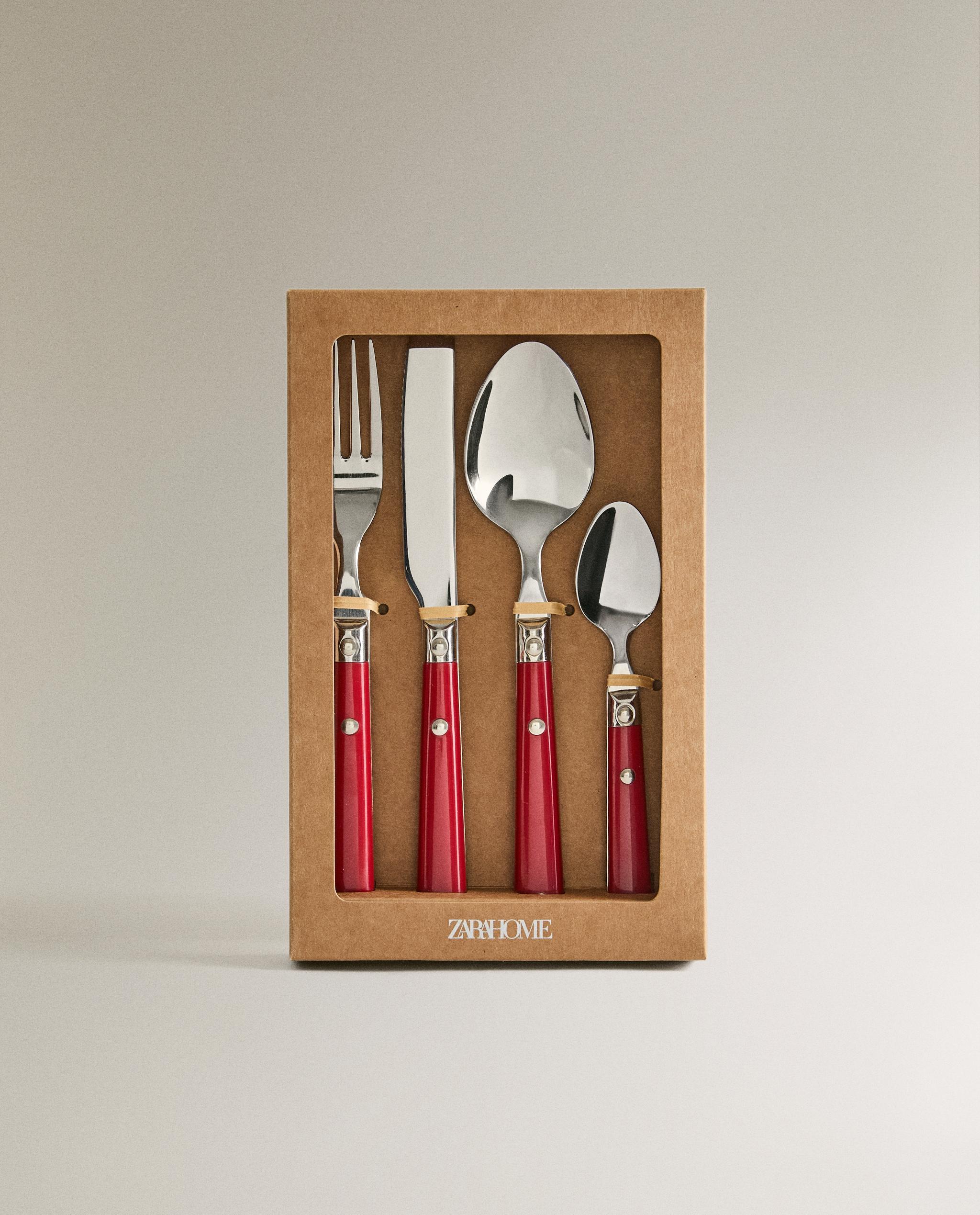 CUTLERY SET WITH RED HANDLE (SET OF 4) product thumbnail 6