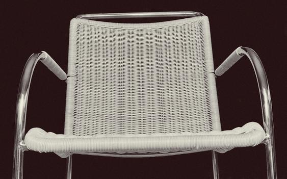 FAUTEUIL ROTIN ET ACIER