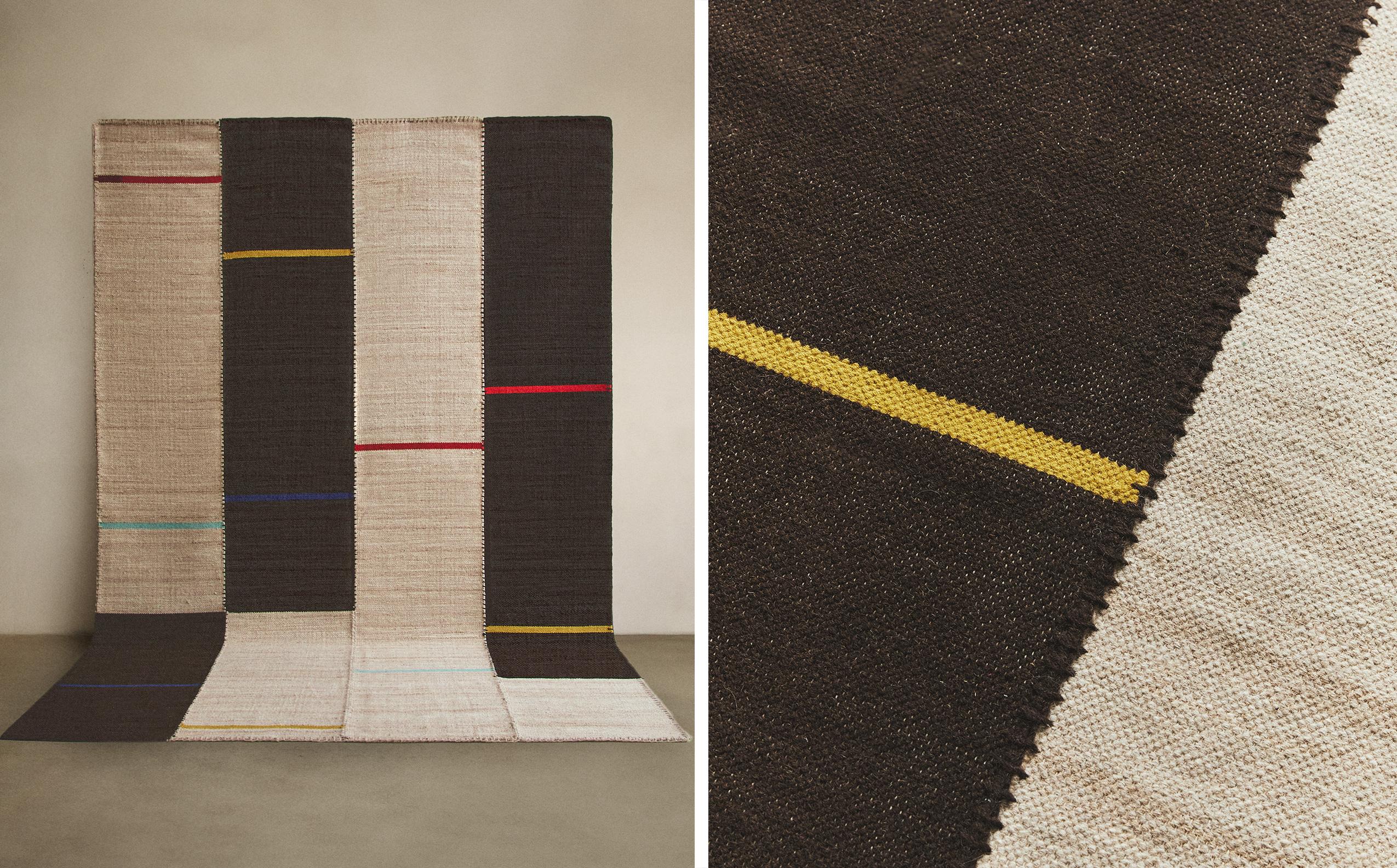 WOOL AND COTTON RUG WITH STITCHING X COLLAGERIE