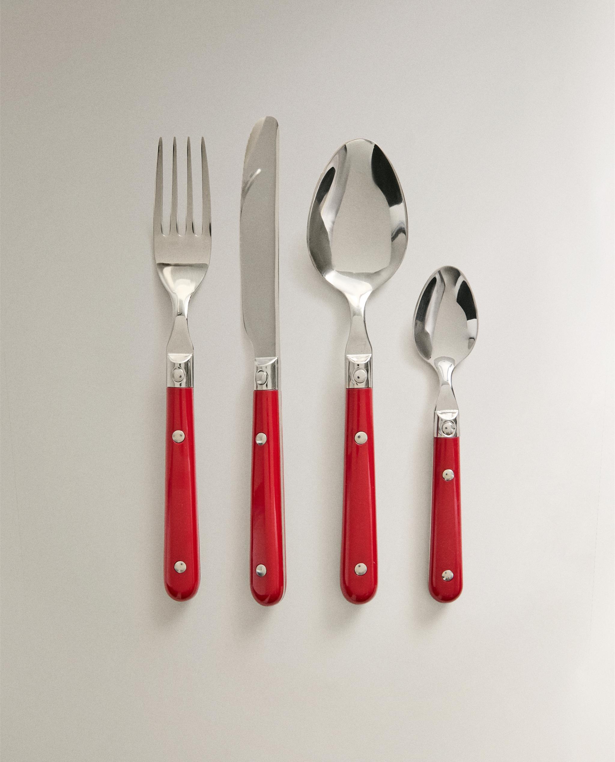 CUTLERY SET WITH RED HANDLE (SET OF 4) product thumbnail 3
