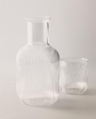 STRIPED BOROSILICATE GLASS NIGHT SET (SET OF 2)