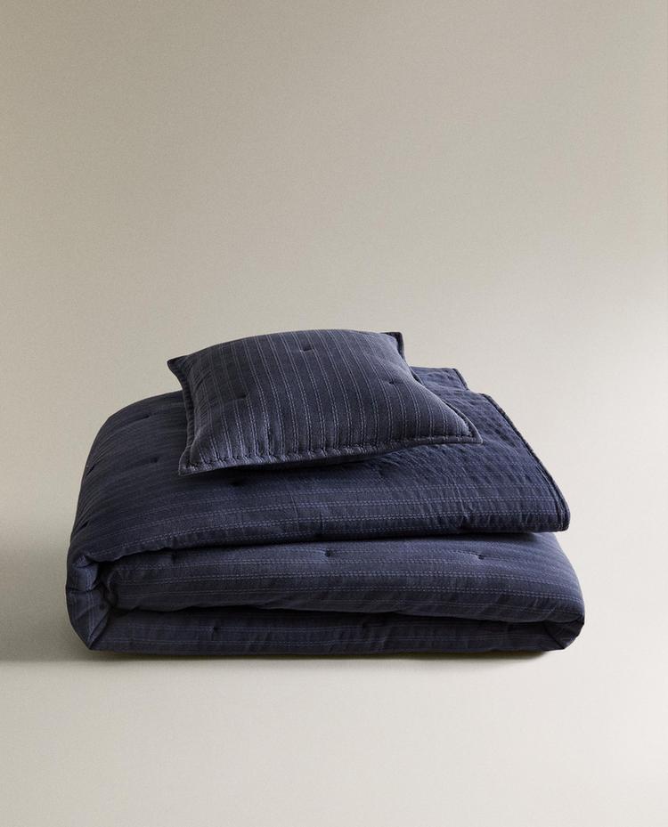 KIDS' STRIPED JACQUARD QUILTED BEDSPREAD