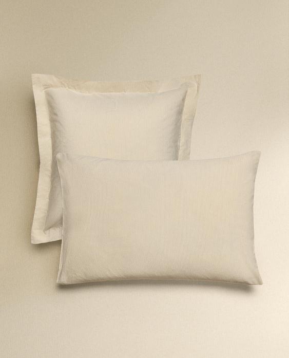 STRIPED SEERSUCKER COTTON PILLOWCASE