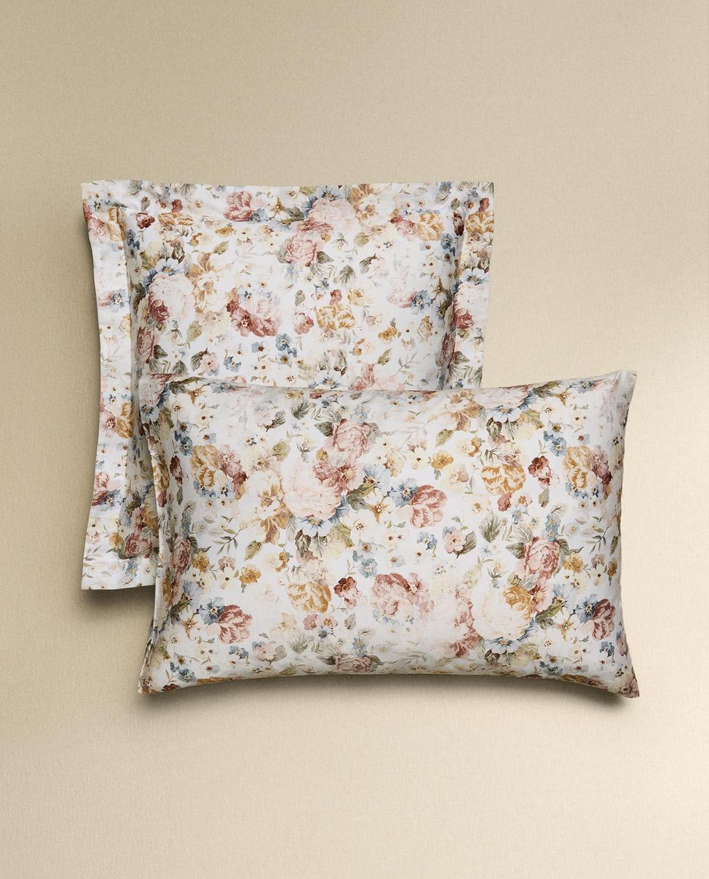 FUNDA ALMOHADA SATÉN FLORAL (300 HILOS)